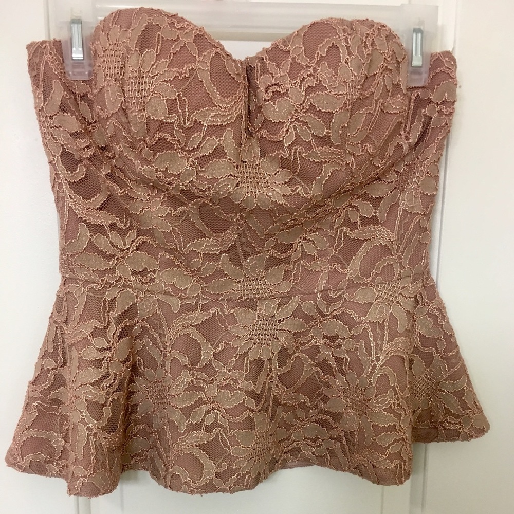 Gold lace sweetheart style tube top